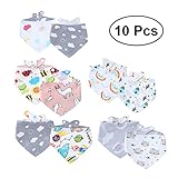 NUOLUX ベビースタイ ベビービブ よだれかけ 赤ちゃん 食事用 スタイ 三角 綿100% 柔らかい サイズ調整可能 10枚セット(ランダムパターン)