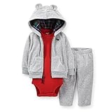 Carter's カーターズ　ボーイズ　トラックスーツ　3点セット　くまちゃん　パーカ　ジャージ　ボディスーツ　ロンパース (18M, グレー)
