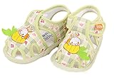 【SEBLES】ベビー 赤ちゃん 女の子 男の子 ファーストシューズ ユニセックス 靴 サンダル チェック ソフトカラー うさぎ 兎 ラビット コットン 綿 夏(グリーン,13)