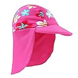 BAOHULUベビー 帽子 子供水着日焼け予防UVカットフラップキャップ帽子 (ブルー花, ２-４歳)