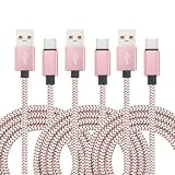 uxcell タイプC ケーブル 1m ナイロン編み込みタイプ USB A 2.0（オス） 2.4A 充電・データ転送対応 PC・スマホ・ドローン用 ピンク 1本