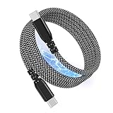 Magtame タイプCケーブル 磁気吸着形状記憶保持機能 USB-C& USB-C_ケーブル 60W/3A急速充電 PD技術対応 Type-Cケ_ーブル 二重ナイロン iPhone15/MacbookPro/iPad Pro&Air/Galaxy/Sony等対応 (1.5M-シルバーブラック）