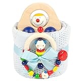 出産祝い ベビーギフト granpapa（グランパパ） おくるみブランケット 木のラトル HEIMESSのおもちゃ プッシュカー 木のくるま ファーストケーキ ギフトセット 男女兼用 (ブルー)