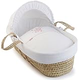 Clair de Lune Stardust Palm Wicker Moses Basket (Pink) by Clair de Lune