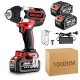 ONEVAN インパクトレンチ 18v 充電式 電動インパクトレンチ 18vマキタ 互換可能 緩めトルク700N・m 締め付けトルク630N・m 正逆転両用 4速切り替え LEDライト付き 無段変速 18vインパクト 電動インパクト 電動レンチ タイヤ交換 (赤い, 1000NM+バッテリー*2)