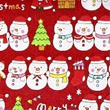 Christmas Collection クリスマスプリント生地 雪だるま柄 巾110cm×1m切売 Bレッド AP45102-3B
