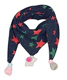 冬の厚い子供暖かい三角形のスカーフ、ネイビーブルーとビッグスターズ