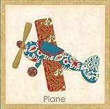 Green Frog Art Patchwork Transportation Series Canvas Gallery Wrapped Art, Plane by Green Frog Art [