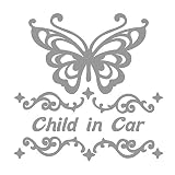 デザイン工房ＳＩＧＮＳ 車ステッカー Child in car 3 綺麗にはがせる 車 ステッカー 蝶 チョウ グレー