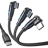 PD60W USB Type C ケーブル Ｌ字型 180°回転可【1m/1m/1m・3本セット】USB-C to USB-C/Type-C 3A急速充電 & 高速データ転送 & タイプc 充電ケーブル AndroidなどType C機種対応