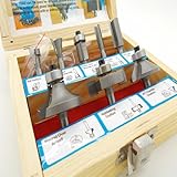 Simplyシルバー – 9個入りタングステンカーバイドルータビットセット1 / 4 "木工カッタービットWork Shopケース