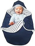 Wallaboo Baby Blanket Coco Classic Soft 100% Cotton Multi-Use 34 x 28 inch Blue striped [並行輸入品]