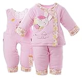 Youchan（ヨウチャン）赤ちゃん 新生児 キッズ 子供服 お洋服 上下2点セット ジャケット パンツ 出産祝い かわいい うさぎちゃん お出かけ 防寒 暖か 秋 冬 ピンク (73cm)