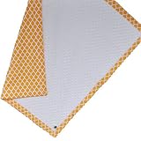 Cozy Wozy Quatrefoil Print Cotton and Minky Baby Blanket with Mitered Corners, Yellow, 32 x 37 by Co