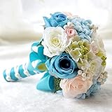 AbbieホームウェディングブライダルBouquetsローズPenoy Bridemaid Holding Tossシルク花 ブルー 542