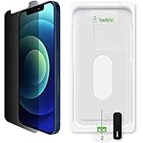 Belkin iPhone 12 / 12 Pro 用 保護ガラスフィルム 強化ガラス 抗菌 プライバシー保護 OVA029zz-A