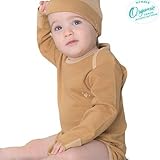 【アトピー】【引っ掻き】【ベビー】オーガニックコットン：手袋付き長袖ロンパス チェスナット （0-3か月）