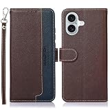 for iphone 16 ケース 手帳型 for アイフォン 16 手帳 ケース 耐衝撃 ストラップ付き [RFIDブロッキング] カード収納人気 おしゃれ カードポケット 財布型携帯 ケース ブラック Rureu