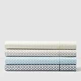 Hudson Park 500 Thread Count Printed Tiles Twin XL Fitted Sheet Blue [並行輸入品]