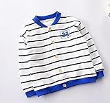 （ AngelKids ） スエット 生地 ボーダー スポーティ カーディガン 長袖 ワンポイント ジュニア キッズ (140?, ブルー) …