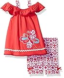 Nannette Baby Girls' 2 Piece Knit Top with Embroidery Applique and Bike Short Set Coral 24M [並行輸入品]