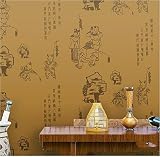 GDXRB 新しい中国の壁紙古典的な書道の少年の挨拶不織の壁紙居間スタディハウスレトロ壁紙10 * 0.53（M） (Color : A)