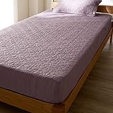 [ベルメゾン] ボックスシーツ型 敷きパッド フレンチ リネン ウォッシュ キルト 洗える ベッドパッド・敷きパッド モーブ シングル