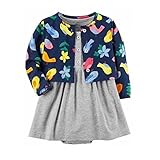 カーターズ Carter's カーディガン 半袖ロンパース ワンピース 2点セット ベビー服 女の子 ことり×グレー (9months(67-72cm)) [並行輸入品]
