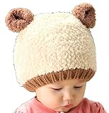 【SEBLES】 ベビー 耳 キュート ニット 帽 スヌード 2点 セット 赤ちゃん 6カ月 ～ 4歳 全4色 サイズ 46cm ～ 52cm クロスセット (Ｂ：アイボリー)