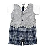 ベビー 子供服 カバーオール 半袖 フォーマル 男の子 ロンパース スーツ ネクタイ ベスト ジレ グレー 60cm 20562306GY60