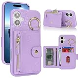 アイホン 16 ケース for iPhone 16 iPhone16 i16 手帳型 財布型カバー 背面フリップ 手帳 360°回転 Coque Case SunYoo ICカード コインポケット カード 収納 小銭入れ ファスナーポケット付き クリームイエロー