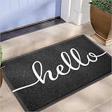 CHICHIC 玄関マット 屋外 泥落とし 滑り止め 吸水 hello 店舗用玄関マット 業務用 約43×75㎝ 黒 hello4375_b_01