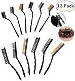 6 Piece 7 Mini Wire Brush and 6 Piece 9 Wire Brush (Stainless Steel + Brass + Nylon) Magnolora Heavy