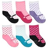 Capelli新しいYork Maryjane Dots 6 Pack Socks with Grippers