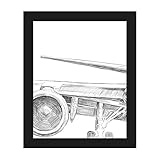 Triptych Left Wing Jet Plane Airplaneスケッチ線図面でブラックとホワイトのセット1 3壁アートプリント 20x24 VEH0000035FRM20X24SBK