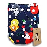 iZiv新生児1厚いおむつ付きオーガニック幼児防水/調整/再利用可能/洗えるポケット布おむつのフィット赤ちゃん0.5-3歳(ダークブルー)