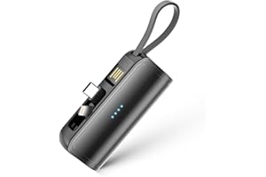 モバイルバッテリー 軽量 小型 5000mAh 【新登場 & MFi/PSE認証済み】 iPhone 携帯バッテリー 98.5g Lightningコネクター & タイプCコネクター内蔵 蓄電用ケーブル内蔵 直接充電 スマホ充電器 2.4A 急速充電