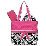 Shabby Damask Print Quilted 3pc set Diaper Bag by NGIL [並行輸入品]