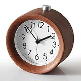 zorvoクラシックサイレント小さな木製アラームクロックデスククロックベッドサイドアラーム時計、夜間ライト付きサイレントSnooze Alarmクロック