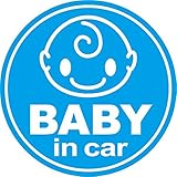 Sticker Shop Haru BABY IN CAR マグネット ぱっちり 丸型 水色