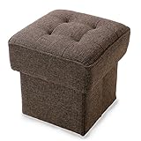 LOWYA （ロウヤ） チェア 収納スツール ふかふか座り心地 大容量収納 折り畳み可能 ツイード調生地 オットマンにも使える サブチェア Sサイズ ダークブラウン