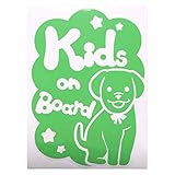 グリーン（緑） 犬 ラブラドール リボン Kids on board キッズオンボード ステッカー 窓ガラス用シールタイプ 車 戌 干支 動物