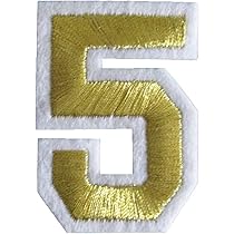 Amazon | アイロンワッペン 数字 金 刺繍 (5) | ネームラベル