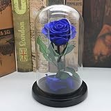 Liebeye 枯れない花 不滅の花 永遠のバラ バレンタインデー コレクション ガラス 不滅 新鮮なバラ ユニーク 恋人の日 誕生日 結婚式 ギフト ブルー