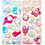 [YUKIRA] かわいい キラキラ ウォーターシール 女の子 手帳ステッカー ぷくぷく キラキラ ハート 立体 デコ ステッカー プレゼント クリスマス 誕生日 お祝い トイトレ お片付け ごほうび (ウォーターシール (⑧))