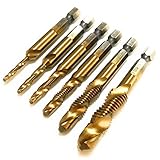 RedBeryl 選べる HSS タップ ドリル セット ネジ 修正 ハンドル M3 M4 M5 M6 M8 M10 (TiN 3-10mm 各1本)