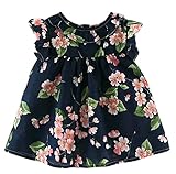 Plus Nao(プラスナオ) ノースリーブワンピース ミニワンピース 花柄ワンピース Aラインワンピース 子供服 女の子 女児 キッズ KIDS フリル ダークブルー 60-70