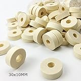 Mamimami Home 木製ドーナ 平らな 円形 ビーズ 30x10MM シリンダー バレル 几何 DIY アクセサリー 歯固め 看護用 おしゃぶりチェーン 50個「BPAフリー」