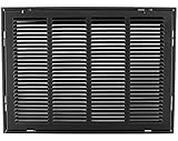20 " x 12スチールReturnエアフィルタグリルfor 1 "フィルタ – Removable Face /ドア – HVACダクトカバー – フラットStamped面 – ブラック