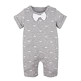 (ベビーゴー)babygo ベビー服 子供服 ママもおそろいの服 赤ちゃん 半袖 ロンパース 新生児 カバーオール グレー 12-18